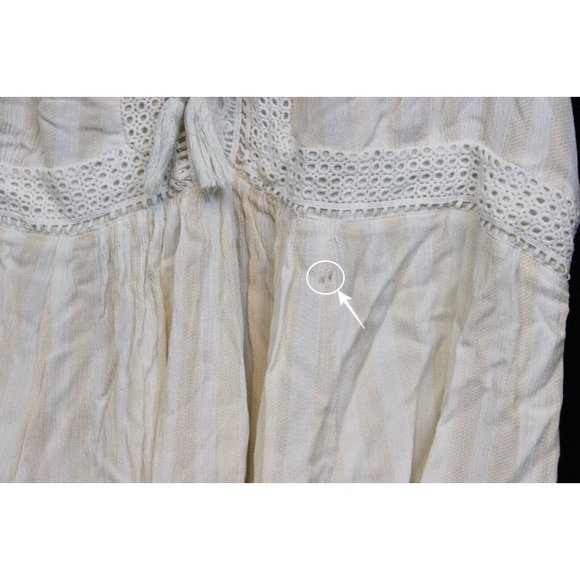 Torrid White Yellow Striped Shirt sz 3 Eyelet Lacing String Fringe Spring Summer - Picture 4 of 8
